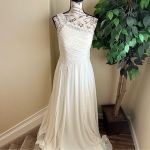 Forever Yours One Shoulder Whimsical Lace Wedding Gown White Sz 6